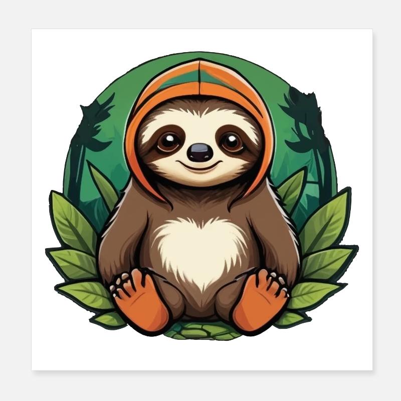 Faultier im Wald Poster 20x20 cm