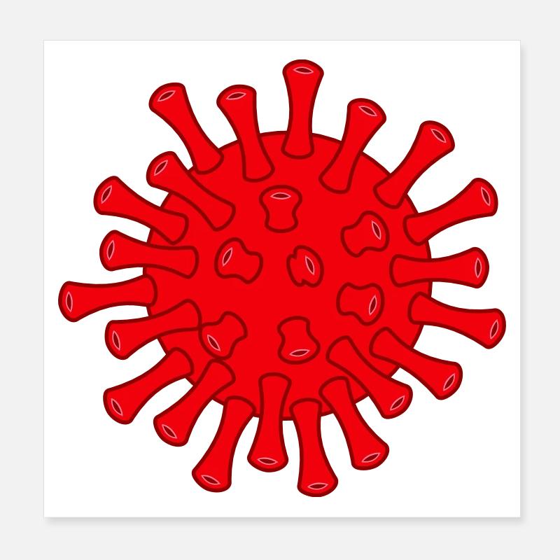 Illustration de la molécule rouge Covid Poster 20 x 20 cm