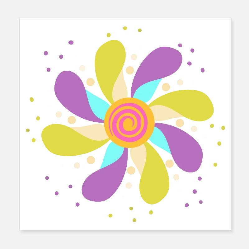 Bunte psychedelische Blume Poster 20x20 cm