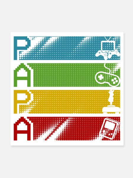 Retro Gamers Pixel Multicolor - Poster 8" x 8" (20x20 cm) - white - Front
