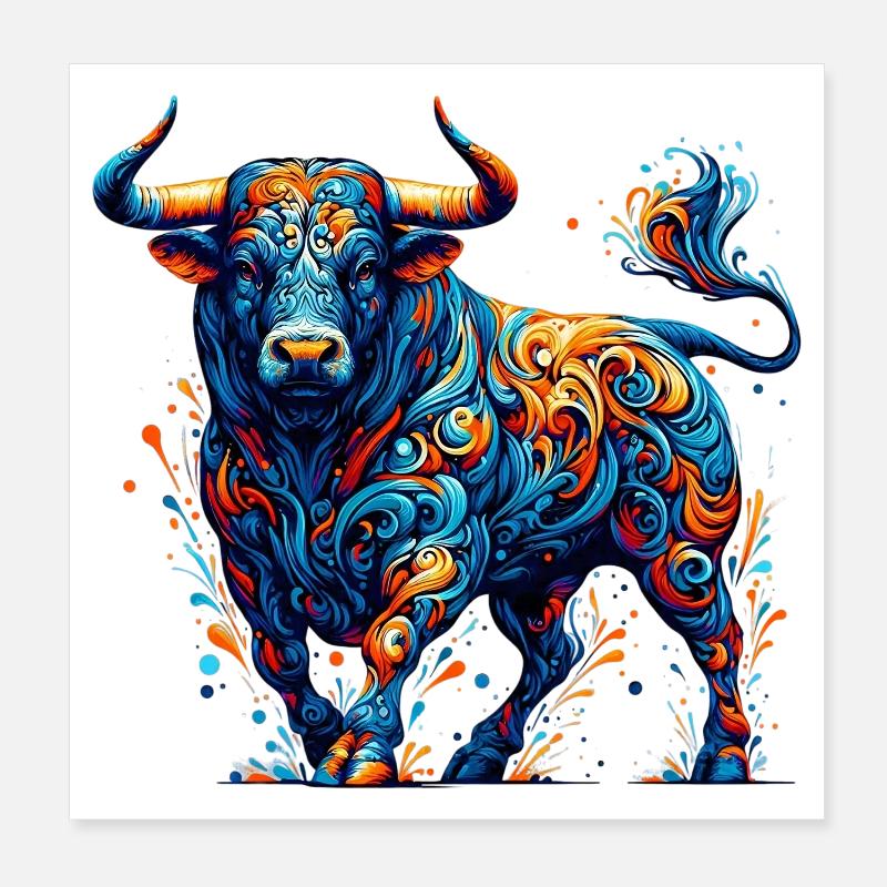 Bull Poster 8" x 8" (20x20 cm)