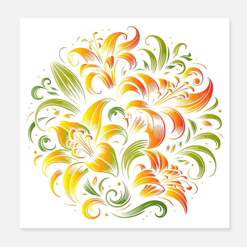 colorful lily bouquet elegant and curved Poster 8" x 8" (20x20 cm)