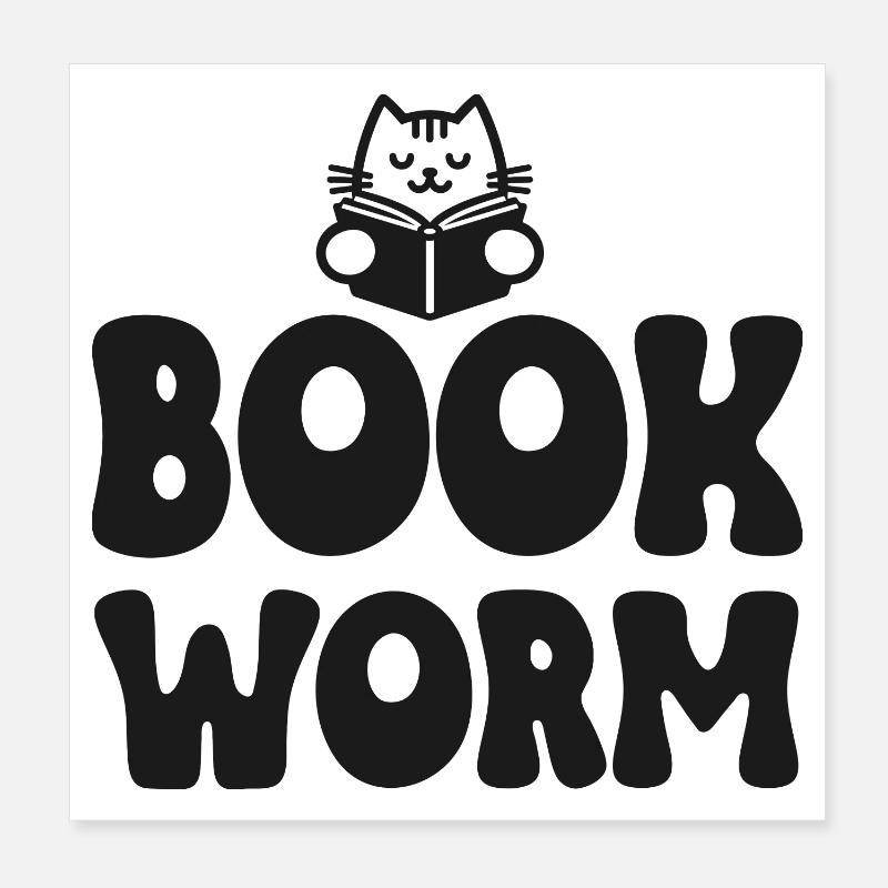 Reading Books Bookworm Poster 8" x 8" (20x20 cm)