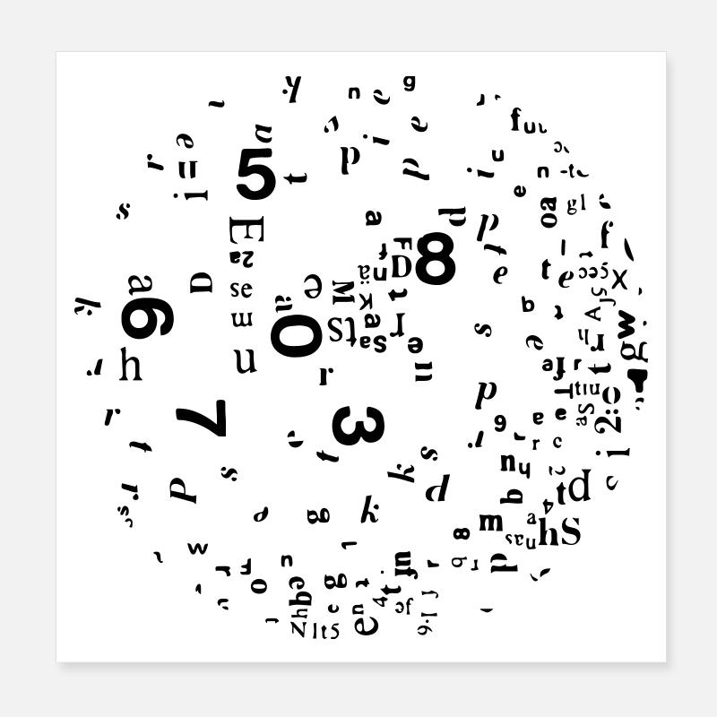 Zahlen und Buchstaben Poster 20x20 cm