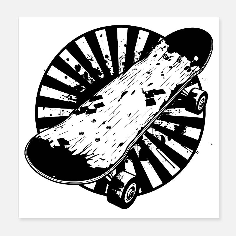 Skateboard Drawing Poster 8" x 8" (20x20 cm)