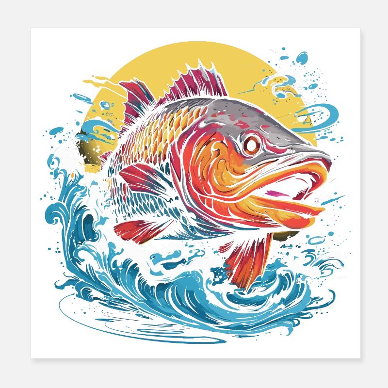 Illustration de pêche Poster 20 x 20 cm