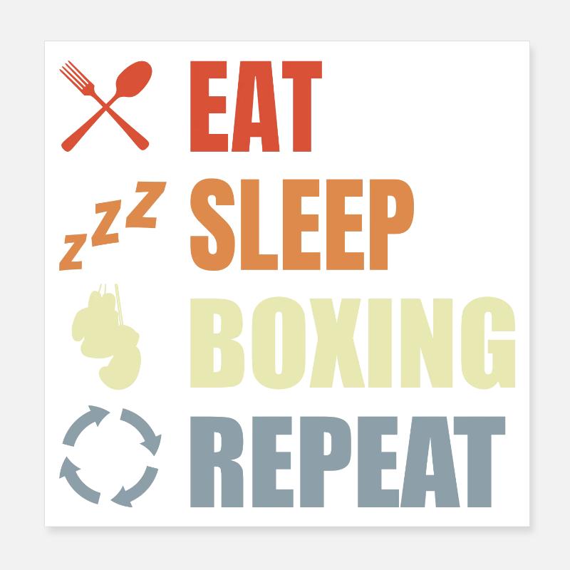 Manger dormir Boxe Répéter Poster 20 x 20 cm