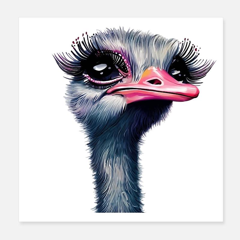 Straußen-Make-up Poster 20x20 cm