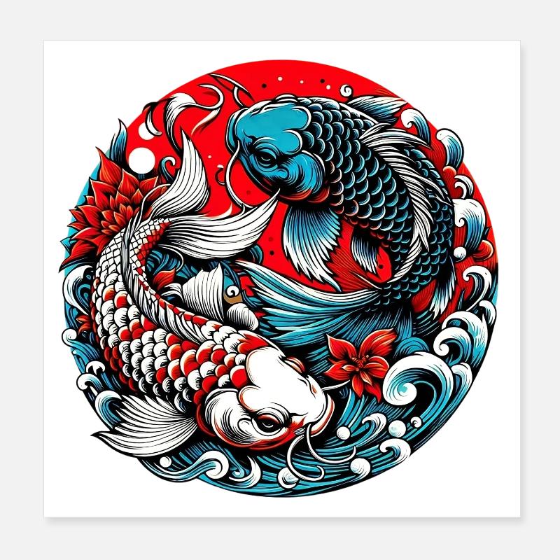 Koi Carp Poster 8" x 8" (20x20 cm)