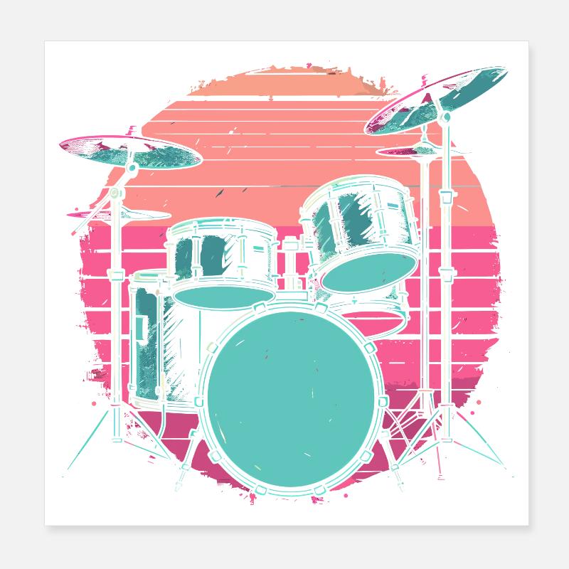Batterie Synthwave Poster 20 x 20 cm