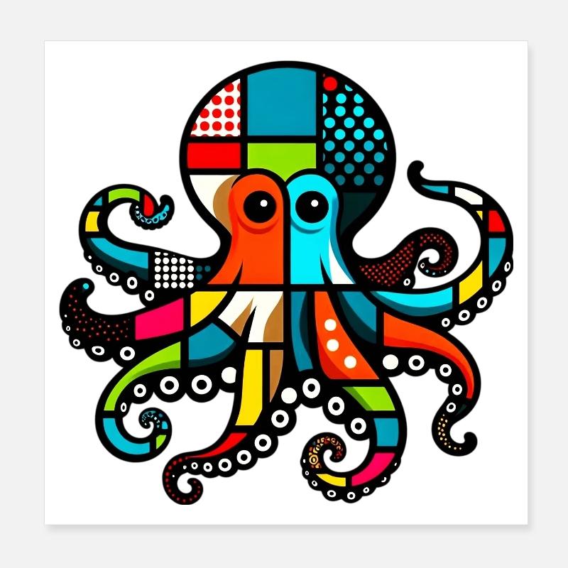 Octopus Poster 8" x 8" (20x20 cm)