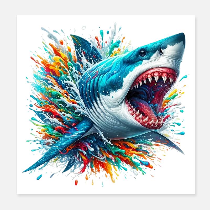 Shark Poster 8" x 8" (20x20 cm)
