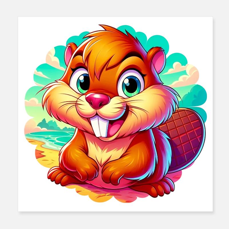 Beaver Poster 8" x 8" (20x20 cm)