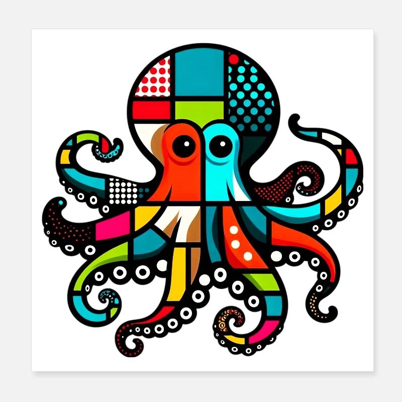 Pieuvre Poster 20 x 20 cm