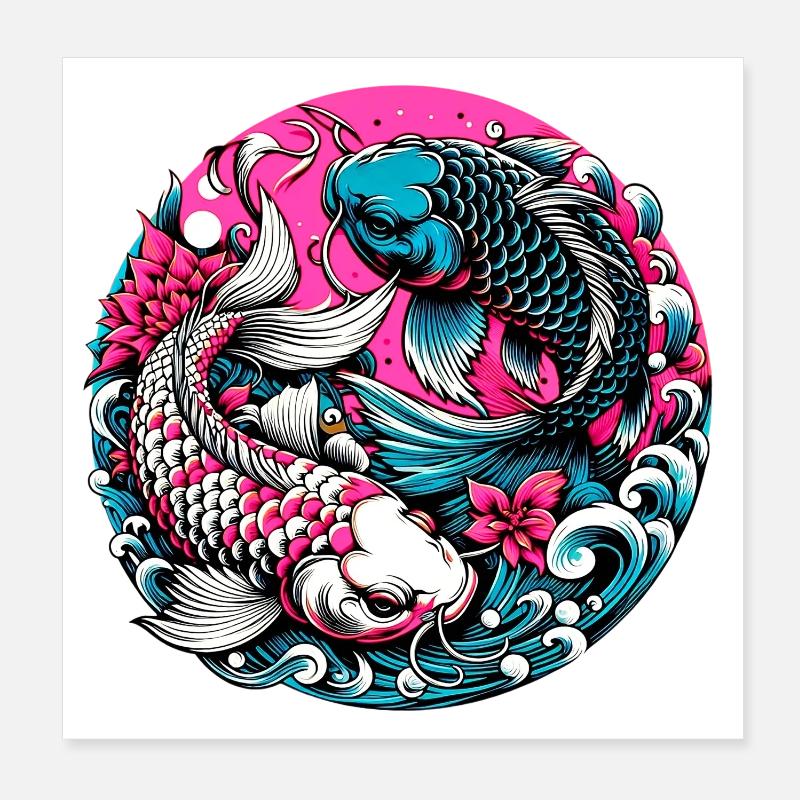 Koi Carp Poster 8" x 8" (20x20 cm)