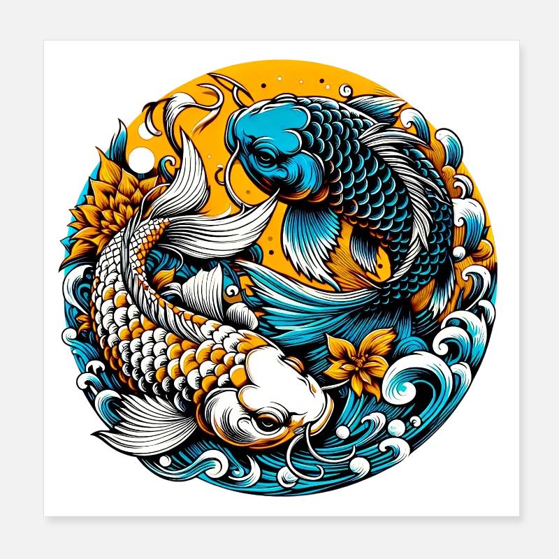 Koi Carp Poster 8" x 8" (20x20 cm)