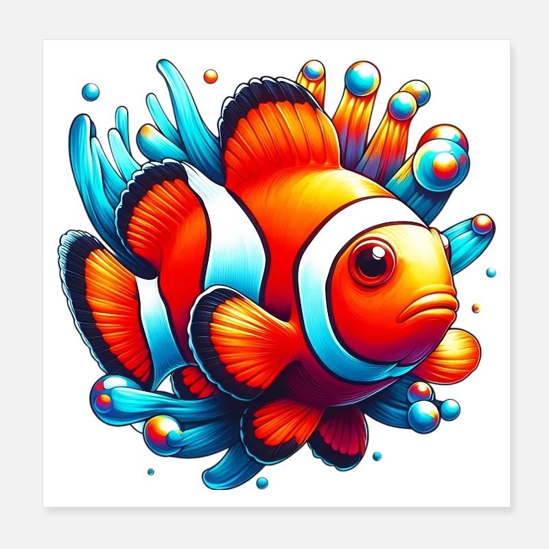 Poisson-clown Poster 20 x 20 cm
