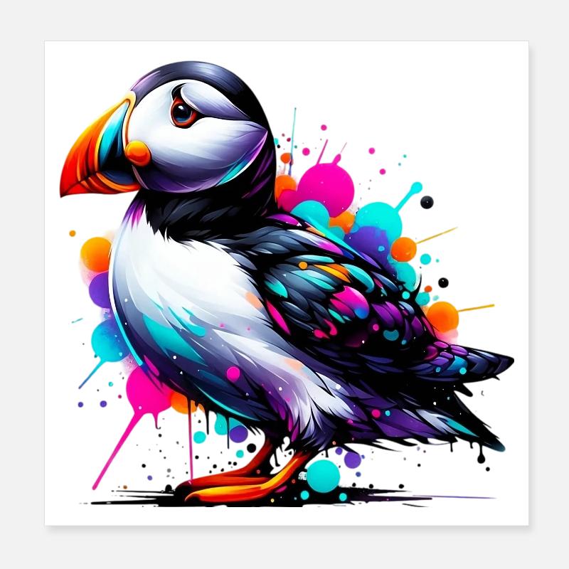 Puffin Poster 8" x 8" (20x20 cm)
