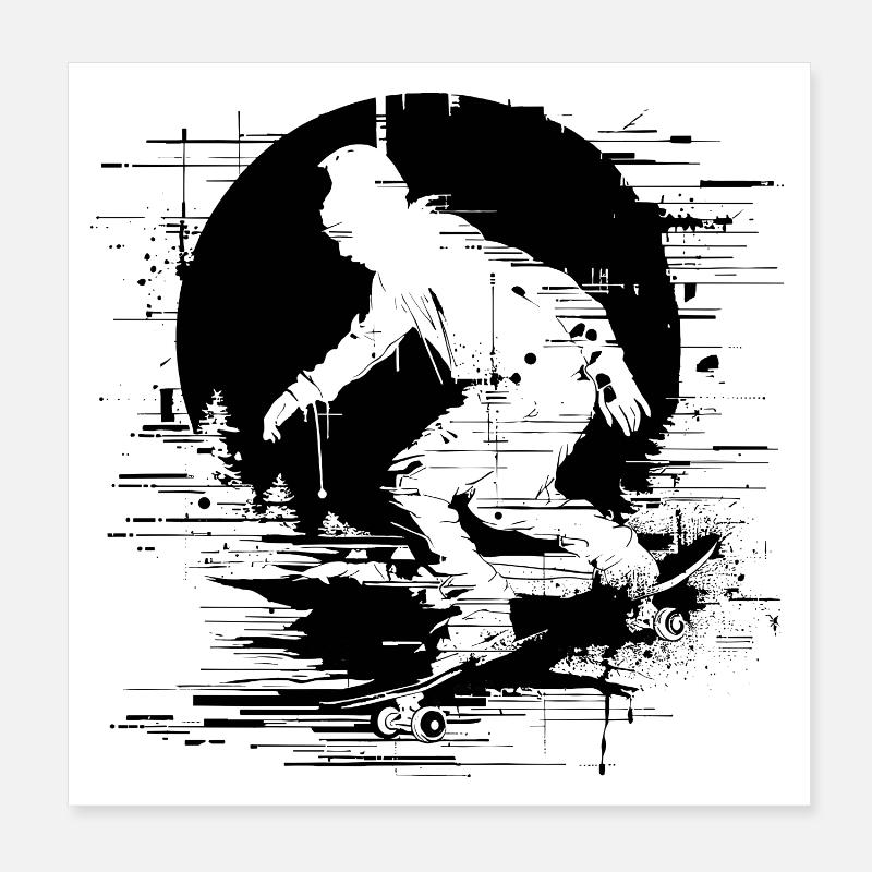 Planche à roulettes Pixel Poster 20 x 20 cm