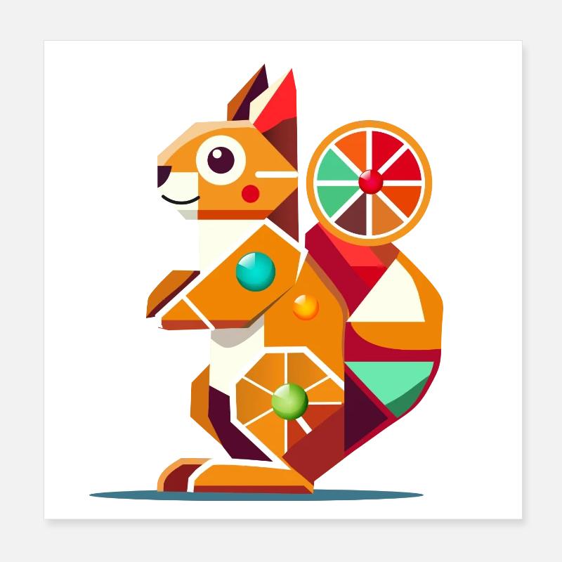 Geometrisches Eichhörnchen-farbenfroher Hingucker Poster 20x20 cm