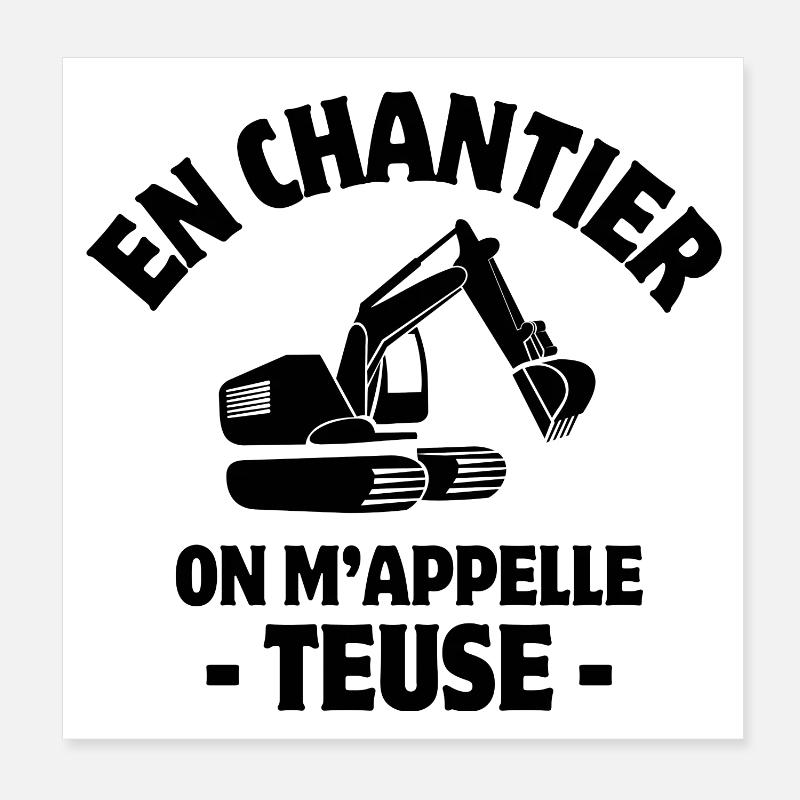 site manager, excavator, construction machine Poster 8" x 8" (20x20 cm)
