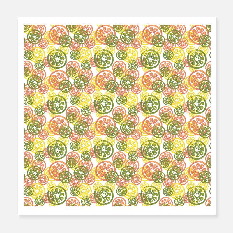 Fruit Lemon Orange Pattern Poster 8" x 8" (20x20 cm)
