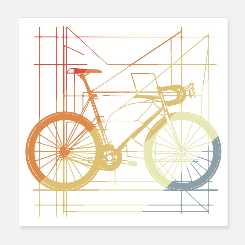 Bicycle Drawing Retro Poster 8" x 8" (20x20 cm)