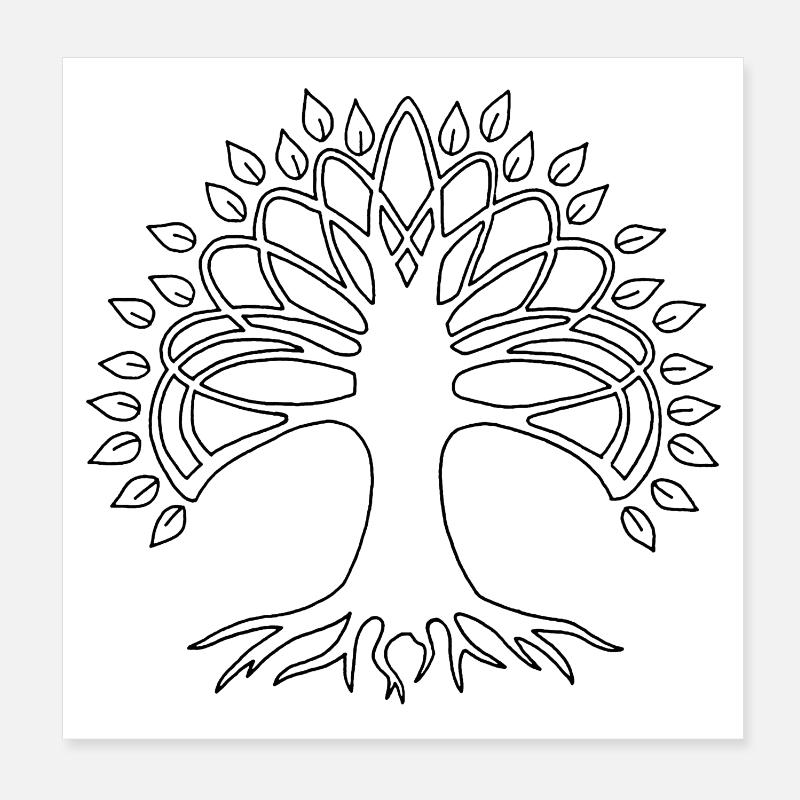 Schwarzer Baum des Lebens Poster 20x20 cm