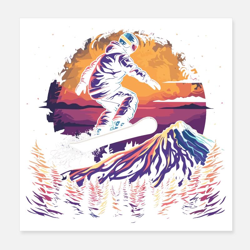 Retro Snowboarder Graphic Poster 8" x 8" (20x20 cm)