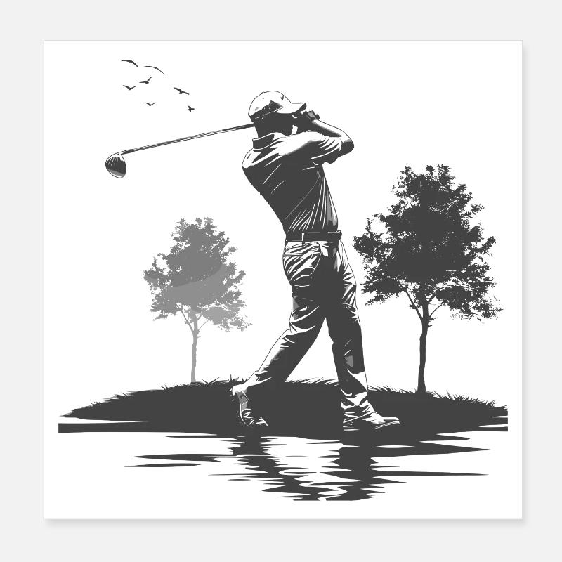 Golfer Grafik Poster 20x20 cm