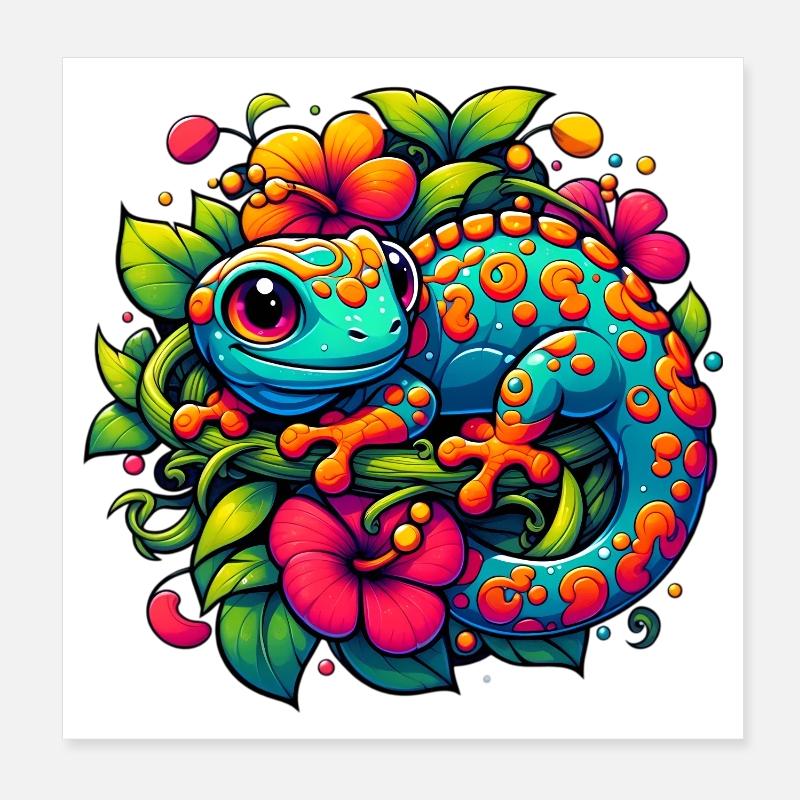 Gecko Poster 8" x 8" (20x20 cm)