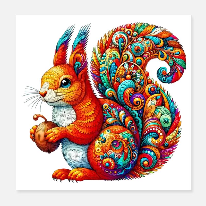 Squirrel Poster 8" x 8" (20x20 cm)