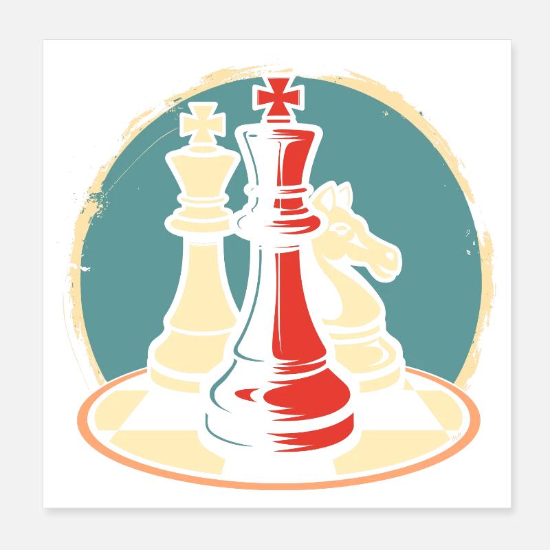 Chess Pieces Graphics Poster 8" x 8" (20x20 cm)