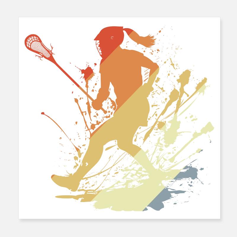 Vintage Lacrosse Mädchen Poster 20x20 cm