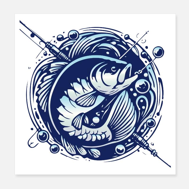 Frogfish with water bubbles design Poster 8" x 8" (20x20 cm)