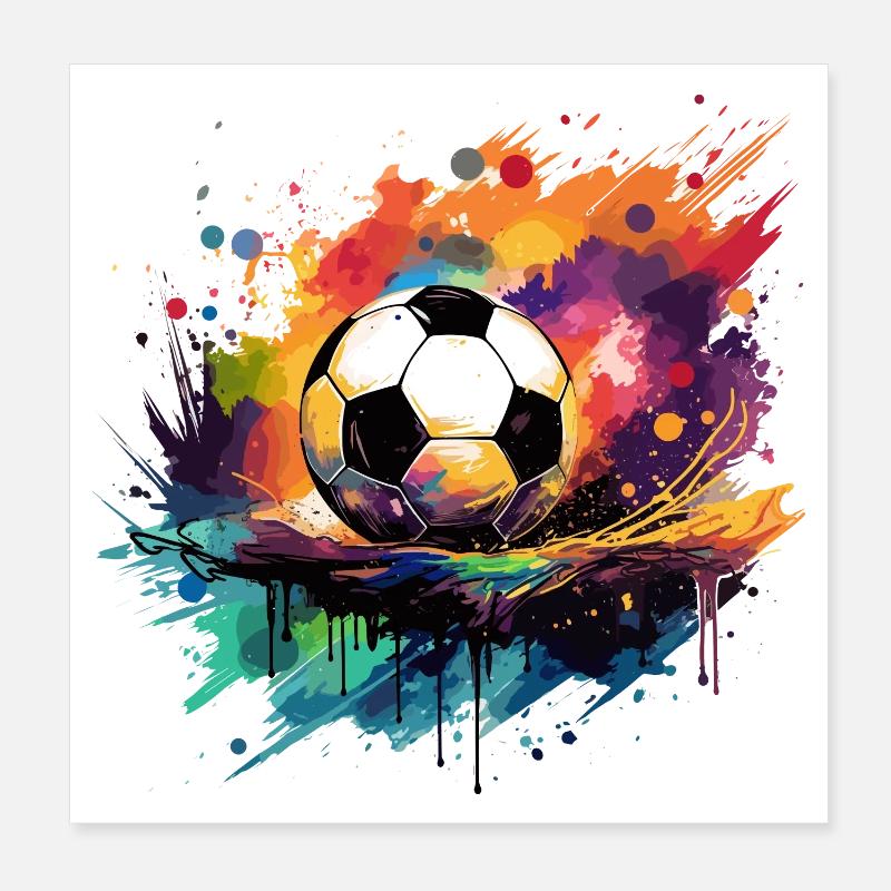 Fußball Graffiti - Poster 20x20 cm - Weiß