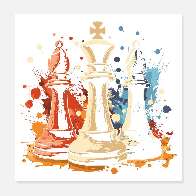 Schach Läufer und König Graffiti Poster 20x20 cm