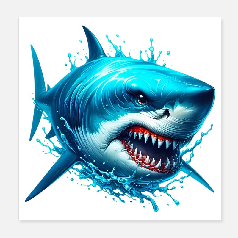Shark Poster 8" x 8" (20x20 cm)