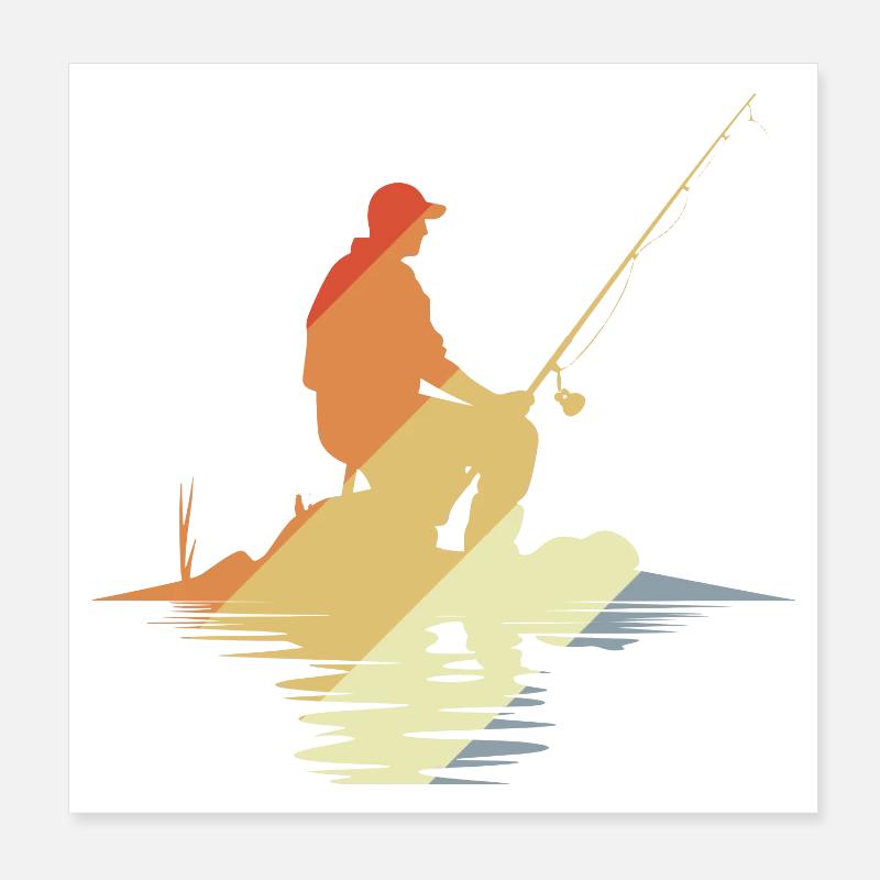 Look vintage de pêcheur Poster 20 x 20 cm