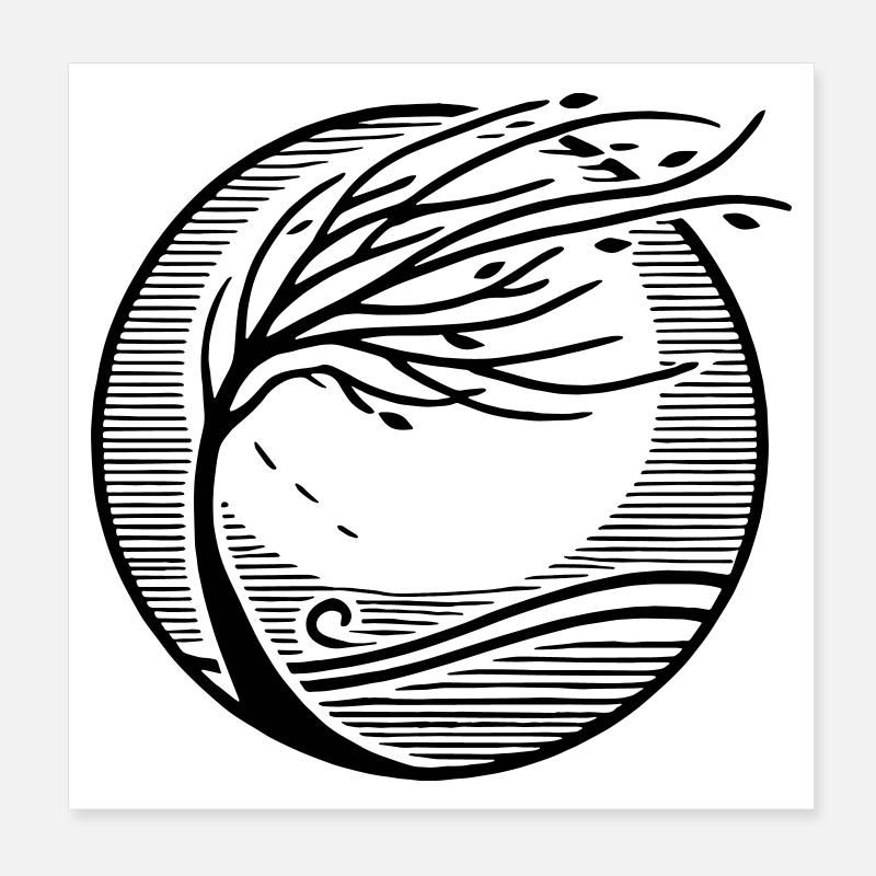 Wind Tree - Elegance of Nature | Minimalist Poster 8" x 8" (20x20 cm)