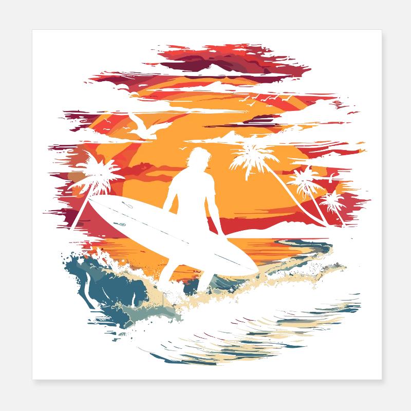 Surfer Grafik Poster 20x20 cm
