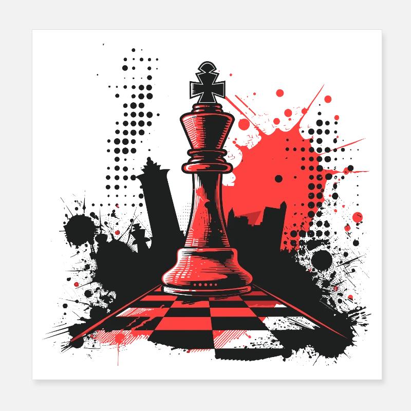 Schachfiguren Graffiti Poster 20x20 cm