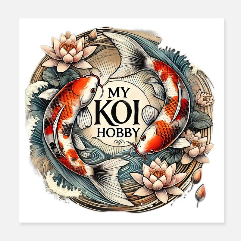 Conception de poisson Koi pour fait à la main Poster 20 x 20 cm