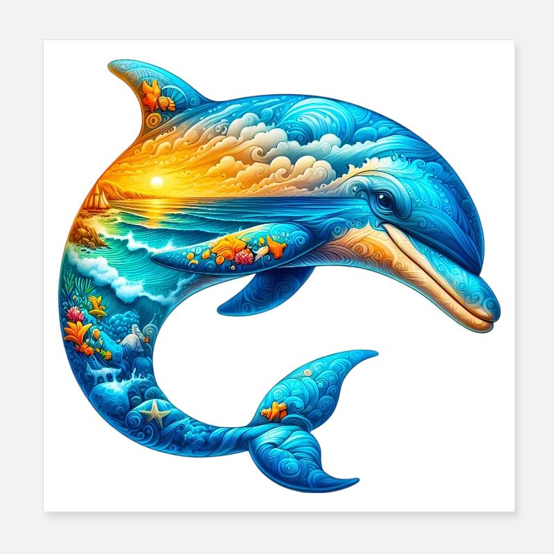 Delfin Poster 20x20 cm