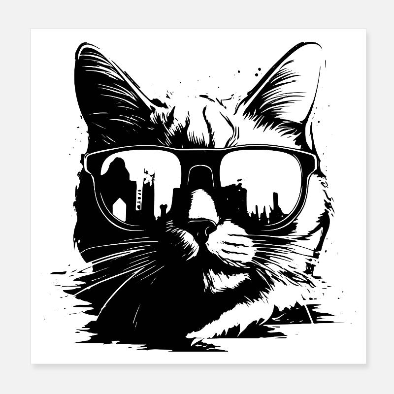 Chat avec des lunettes de soleil Poster 20 x 20 cm