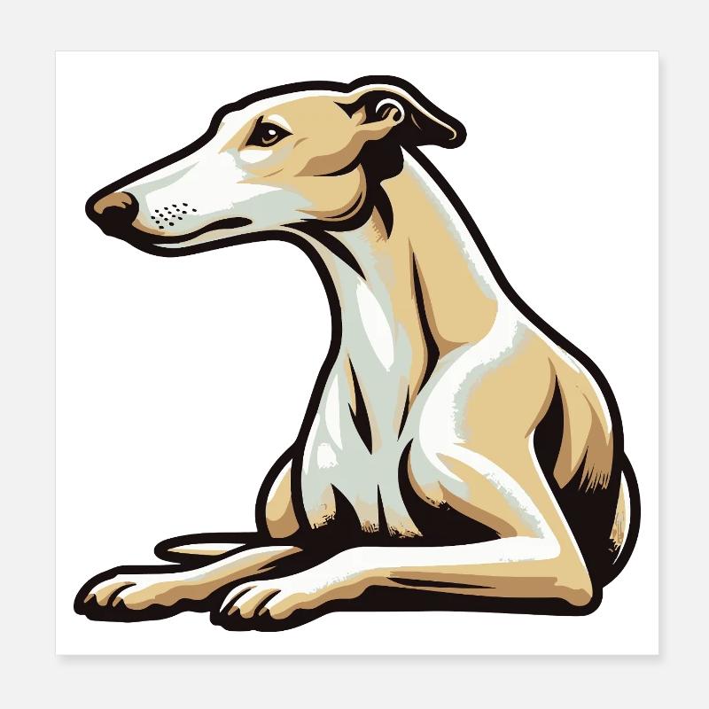 Greyhound Poster 8" x 8" (20x20 cm)