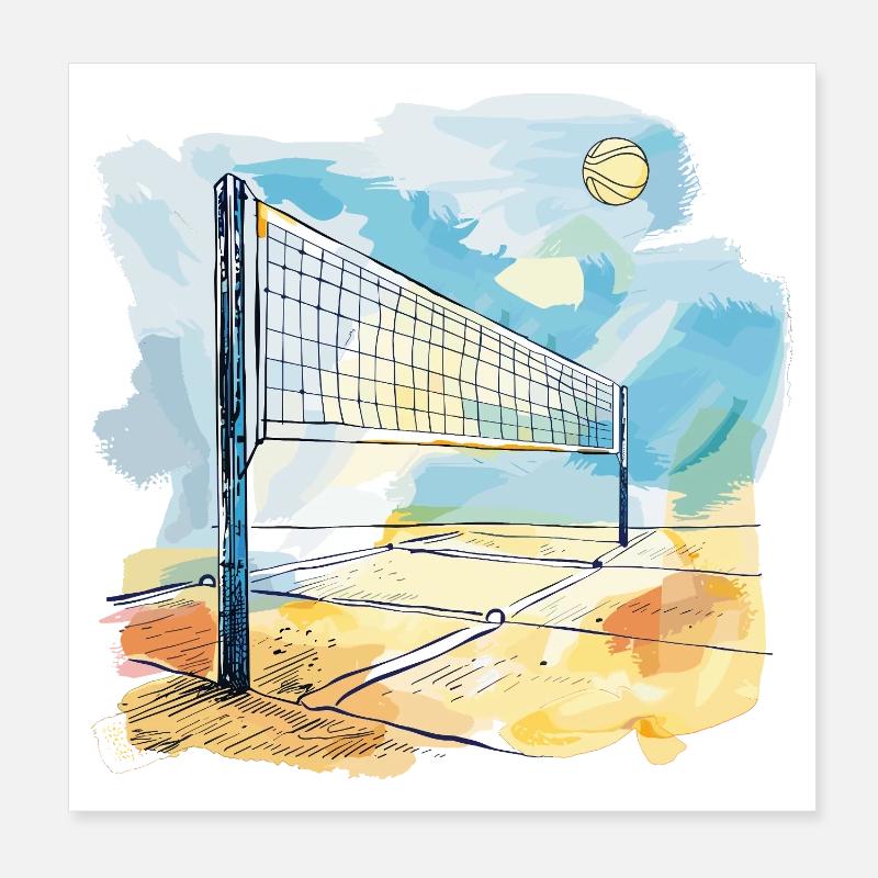 Terrain de volley-ball Poster 20 x 20 cm