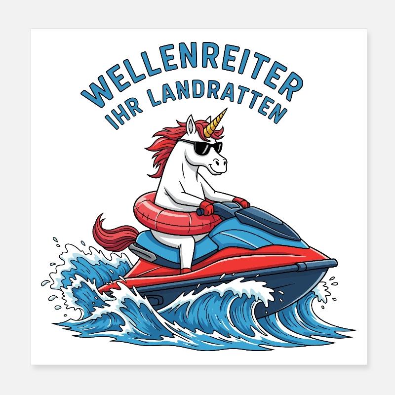 Licorne Cool Jet Ski Poster 20 x 20 cm