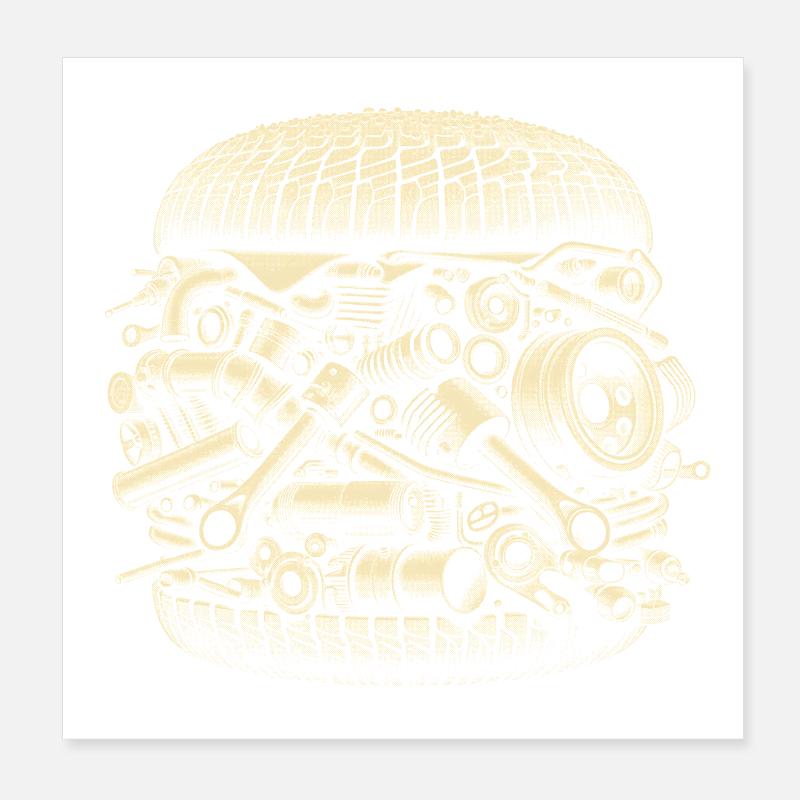 Mechanical Junk Vintage Design Poster 8" x 8" (20x20 cm)
