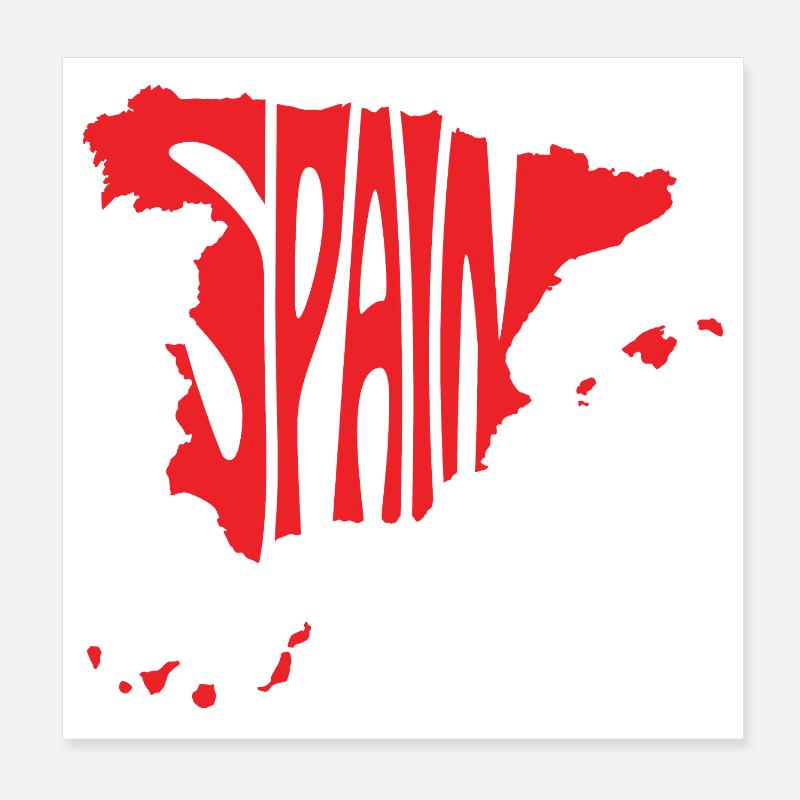 Spain Map Artistic Typography Design - Poster 8" x 8" (20x20 cm) - white